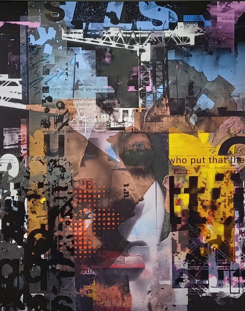 ‘Deconstructing the Construct’
   
The work is derived from personal experience, memory, encounter, and thought. The imagery that forms the inspiration for ‘Fragments’, is predominately taken from the North-East and brings together many 
disparate and contrasting elements that I encounter, often over 
prolonged periods of time. Reporting on daily experiences, putting down what I see in unique visual terms. I am fascinated with 
structures, buildings, signs, symbols, detritus and discarded elements that are the fabric of our towns and cities.  I take inspiration from the world around me, with a compulsion to do something about and with it. Everything I use is relative, and everything is acceptable. 
Multiplicity, variation, and inclusion are essential in the 
compositions.


Much of the work is built up with fragments of imagery that lose their original context, purpose, or identity, as they become absorbed into the compositions. There is a loss of pictorial definition between the photographic source and its subsequent re-worked appearance, as it is subjected to a series of stages that alters its original 
characteristics, enabling the reality of the image to flee, leaving only a crude, and faded memory. 
Multiple images are layered and positioned for their visual appeal as shapes and forms, as opposed to any obvious correlation between 
themselves.


Clues to original location, time and place become confused, as the 
imagery is conjoined, morphed, and juxtaposed, creating jarring 
narratives. As a series of works, they tell their own stories. They are a visual document of my experience. 
Text is also a crucial, integral, and recurring element in all of the work. Wording in books, song lyrics and titles, street signage, 
packaging are but a few of the sources that I use. Text forms the titles or inspires the creation of a particular work. The written word adds a wholly different dimension, as it can inform, add meaning, 
instigate, or mislead the viewer. I am interested in the appropriation of text in different visual contexts, it can be a distraction from the other elements, as we tend to rely on words for instruction, meaning and validation, but type is also beautiful in itself, with its 
variable shapes and forms that serve as a pure visual inclusion to the compositions.
