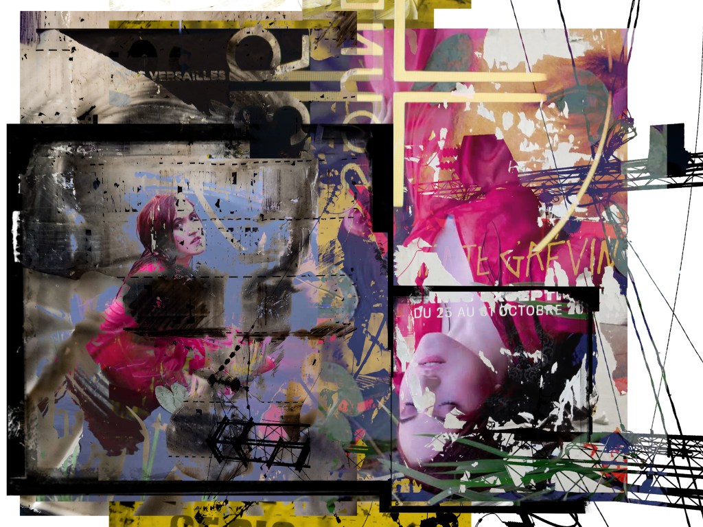 Digital composition- Mixed Media- Art on alumium - Grunge style - Typography in art- Large Scale- Commission artwork- Portrait