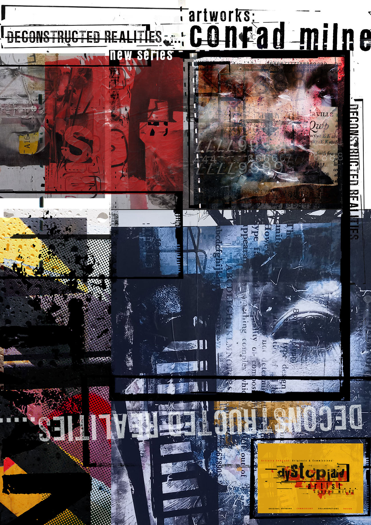 Initiated in 2022, this series delves into profound explorations of transience, the ephemeral nature of existence, the echoes of past lives, fleeting captured moments, and the pervasive influence of our heavily mediated society. Narratives are meticulously woven through the deconstruction of multiple images, metaphorically illustrating the detachment of meaning amid the constant barrage of visual stimuli. This approach underscores the challenge of discerning individual elements, disrupting the linear progression of time and the conventional confines of physical space.
The artworks within the collection often evoke a palpable sense of information overload. The deliberate layering of contrasting imagery within the compositions imparts a multidimensional quality, fostering a visual dialogue that transcends traditional boundaries and invites diverse interpretations. Additionally, the incorporation of text and symbols serves to emphasize the linguistic dimension inherent in our media-saturated culture. This nuanced interplay of visual and textual elements further enriches the narrative, encouraging viewers to navigate the intricate tapestry of meaning in the context of our complex, interconnected world.
A significant influence on this series of artworks is Guy Debord's "Society of the Spectacle," intertwining with the narrative to guide a critical exploration of consumer culture. The pervasive presence of media, as accentuated by the spectacle, prompts an examination of its consequences on our grasp of reality. Debord's discourse on alienation and isolation resonates within my art, mirroring the detachment from authentic experiences in our mediated world. The series becomes a visual commentary on the complexities and challenges inherent in our contemporary relationship with media, prompting reflections on its impact on mental health and attention spans.
However, I acknowledge the integral role of the artwork in itself within the framework of the ‘Society of the Spectacle’. Recognizing their inherent complicity, these pieces also contribute to the construction of distorted and deceptive narratives. The art itself becomes a participant in the fabrication of alternate realities, questioning the authenticity of the depicted scenes and prompting contemplation on the broader impact of visual representation within our society. I leave you with that thought!